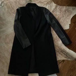 Black Coat with leather sleeves